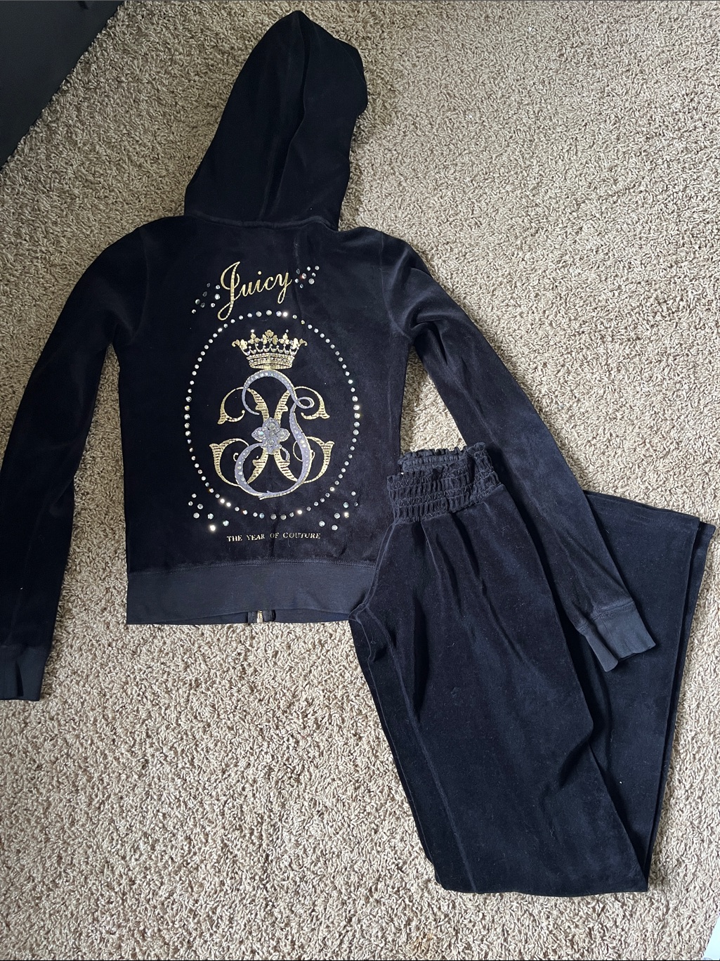 Juicy Couture Black Velour Sweatsuit Set